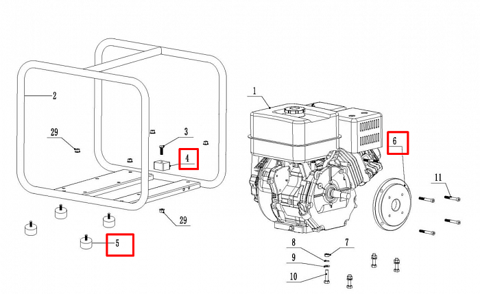 2 | РАМА | Запчасти для мотопомпы чемпион | GHP40-2 с 2020 года | 