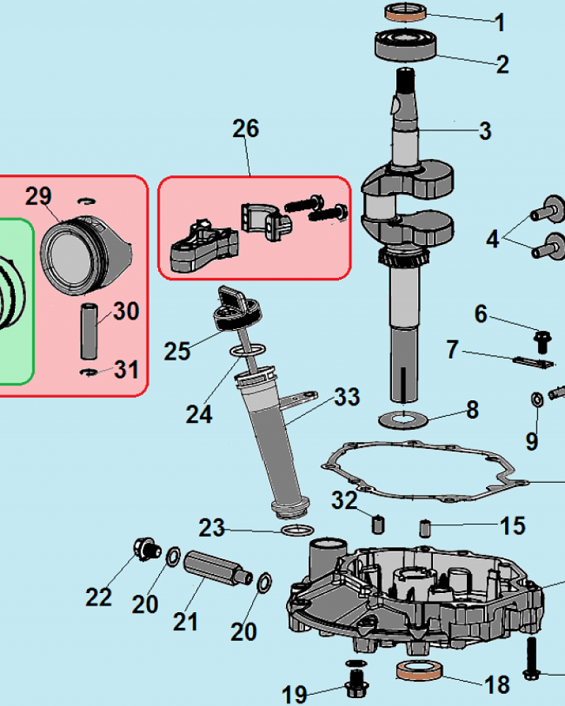 14 ПОРШЕНЬ - КОЛЕНВАЛ- КОЛЬЦА МАШИНА ПОДМЕТАЛЬНАЯ CHAMPION GS5080  | ремонт | в СПБ