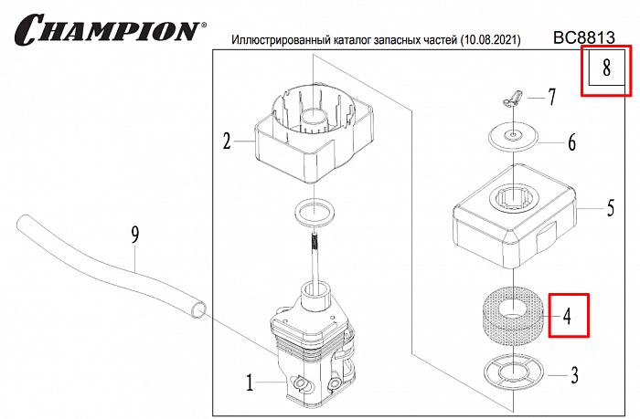 19 | ВОЗДУШНЫЙ ФИЛЬТР | Запчасти для культиватора, мотоблока чемпион |  BC8813  | Поставка по России |