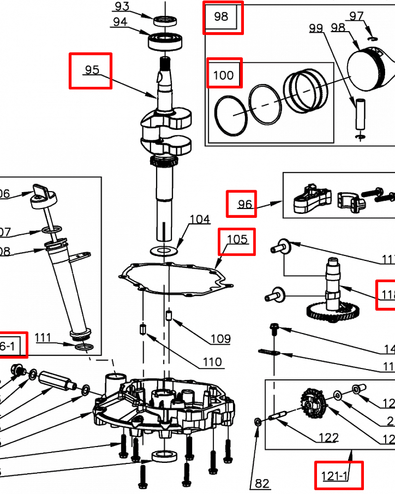 14 | ПОРШЕНЬ  -  КОЛЬЦА | Запчасти для уборочной чемпион | GS5080 после 2021 года | после s/n 37012000001 | 