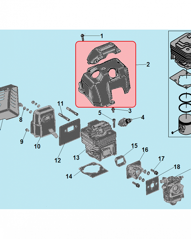5 ЦИЛИНДР - КАРБЮРАТОР - ГЛУШИТЕЛЬ | Запчасти для газонокосилки чемпион LMH4412 |  Сервис - Ремонт |