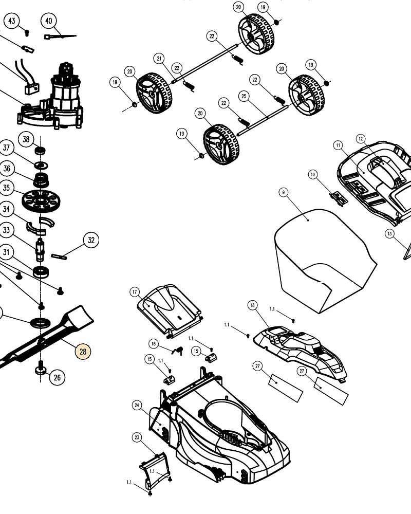 2 | РЕМЕНЬ - НОЖ - АДАПТЕР - ЭЛЕКТРОДВИГАТЕЛЬ - КОЛЕСА - ТРАВОСБОРНИК | Запчасти для газонокосилки чемпион ЕМ3411  | Сервис - Магазин |