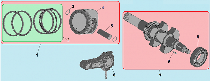 6 ПОРШЕНЬ -ЦИЛИНДР -КОЛЕНВАЛ- КОЛЬЦА МОТОПОМПА CHAMPION GP100E  | ремонт | в СПБ