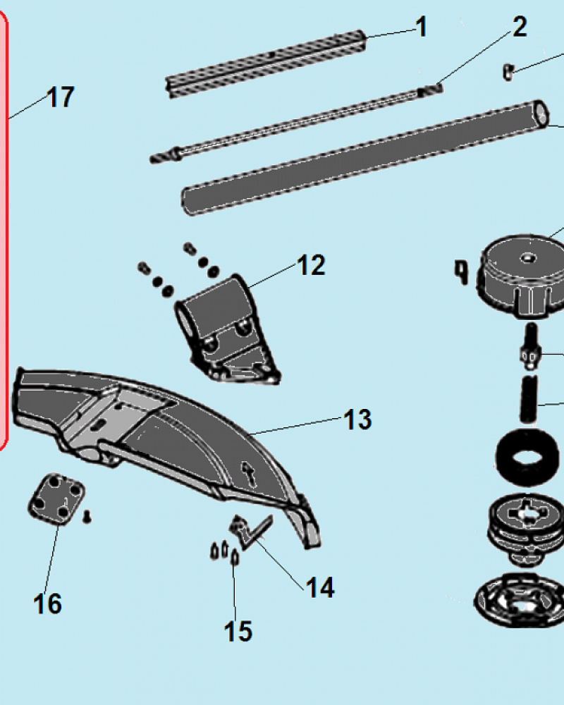 2 Штанга  - Головка - Кожух - Головка - Редуктор ТРИММЕР ЭЛЕКТРИЧЕСКИЙ CHAMPION ET1204А  | ремонт | в СПБ