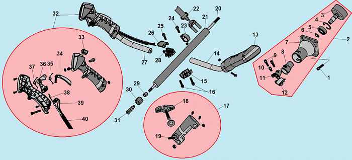 7 ВАЛ - ШТАНГА -ТОРОС ГАЗА  ТРИММЕР CHAMPION Т433  | ремонт | в СПБ