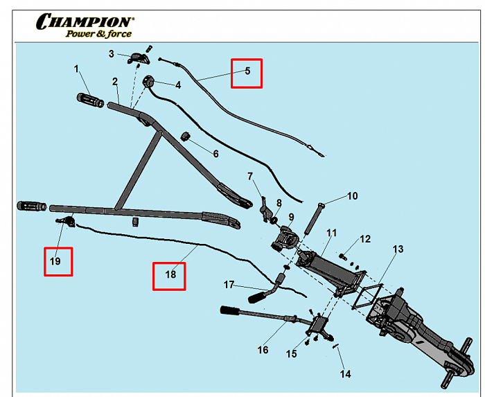7  | РУЧКА - ТРОС ГАЗА | Запчасти для культиватора, мотоблока чемпион |  BC8724  | Поставка по России | 