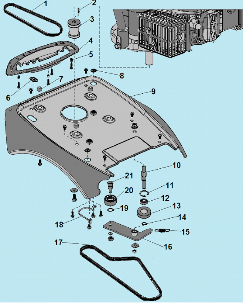 7 РЕМЕНЬ - ШКИВ - РАМА МАШИНА ПОДМЕТАЛЬНАЯ CHAMPION GS5080  | ремонт | в СПБ
