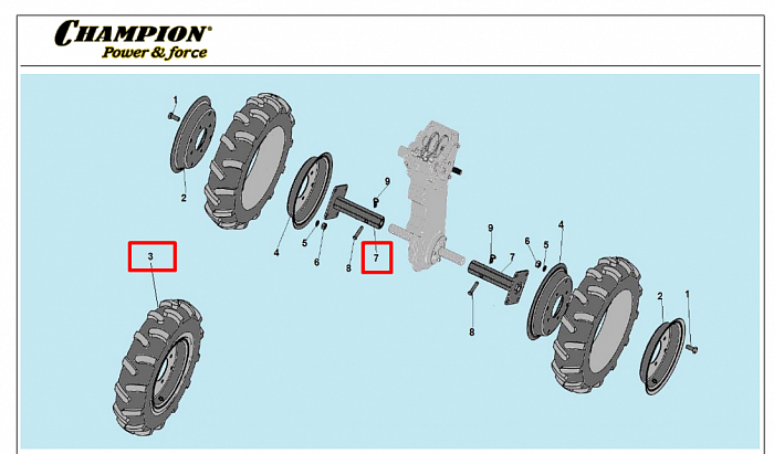 3  | КОЛЕСА | Запчасти для культиватора, мотоблока чемпион |  BC8724  | Поставка по России | 