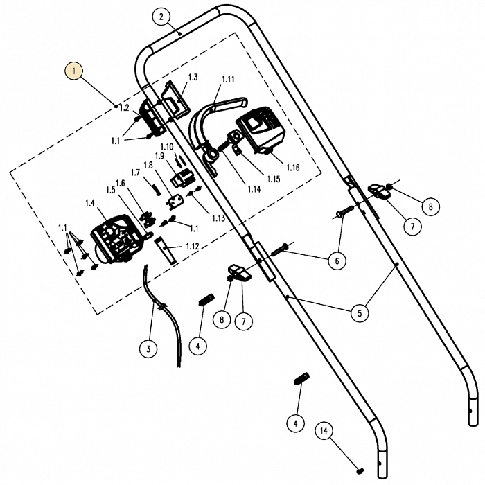1 | РУЧКА - ВЫКЛЮЧАТЕЛЬ | Запчасти для газонокосилки чемпион ЕМ3411  | Сервис - Магазин |