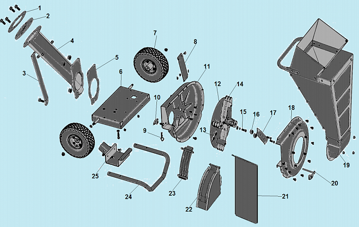 1 КОРПУС - НОЖИ - ВОРОНКА ИЗМЕЛЬЧИТЕЛЬ-ШРЕДЕР БЕНЗИНОВЫЙ CHAMPION SC6448  | ремонт | в СПБ