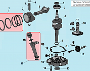 "7 ПОРШЕНЬ - КОЛЕНВАЛ - КОЛЬЦА Газонокосилка CHAMPION | до 2019 года | LM5345 Двигатель Т675 V=200 см³ до №04091700876  | Ремонт | Запчасти | в СПБ"