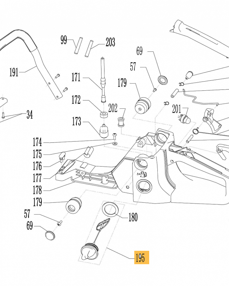 6 |  Запчасти для бензопилы чемпион 254 | обновлена деталировка после 15.01.2023 года  | БАК - АМОРТИЗАТОР - ПРОБКА |