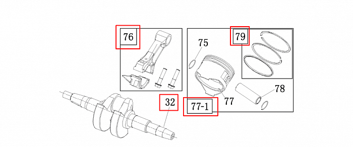 6  | Поршень - Шатун - Коленвал - Распредвал | Запчасти для генератора чемпион | GG5000EW  | Поставка по России | 