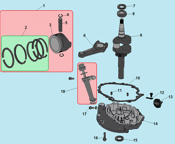 6 ПОРШЕНЬ - КОЛЕНВАЛ - КОЛЬЦА ГАЗОНОКОСИЛКА CHAMPION | до 2019 года LM5127  | Ремонт | Запчасти | в СПБ
