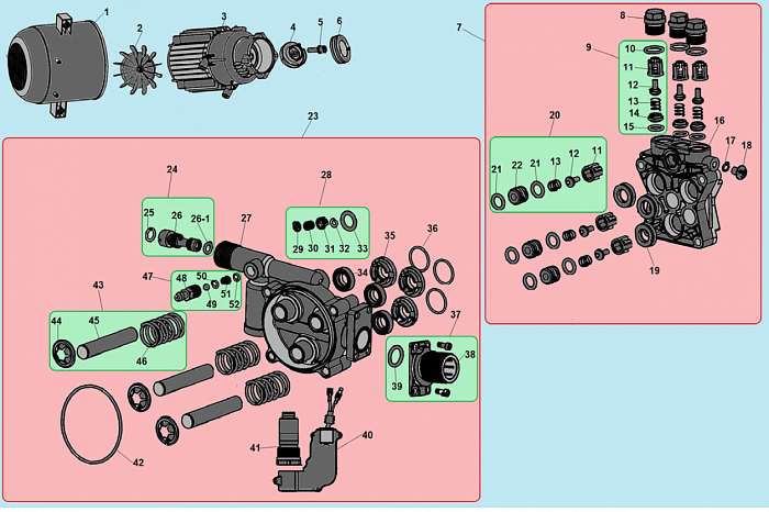2 НАСОС - Поршень насоса - Клапан впускной - выпускной - Распределительный поршень МОЙКА CHAMPION HP6140  | ремонт | в СПБ
