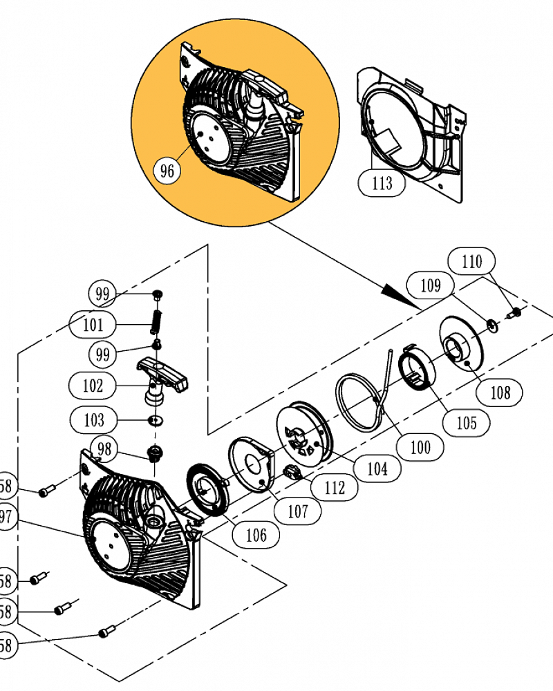 7 |  Запчасти для бензопилы чемпион 256  | обновлена схема после 15.01.2023 года  | СТАРТЕР  |