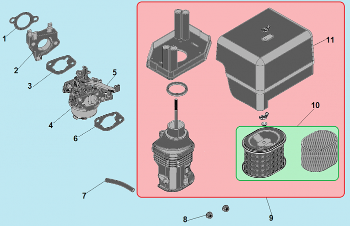 10 КАРБЮРАТОР - ВОЗДУШНЫЙ ФИЛЬТР МОТОПОМПА CHAMPION GP100E  | ремонт | в СПБ