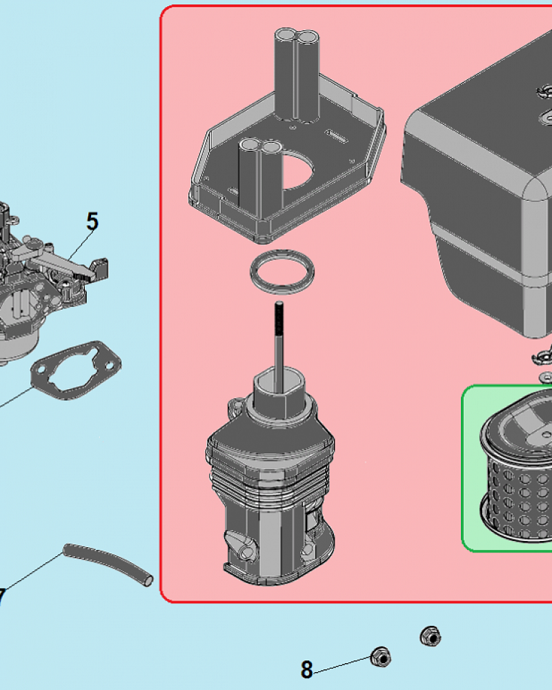 10 КАРБЮРАТОР - ВОЗДУШНЫЙ ФИЛЬТР МОТОПОМПА CHAMPION GP100E  | ремонт | в СПБ