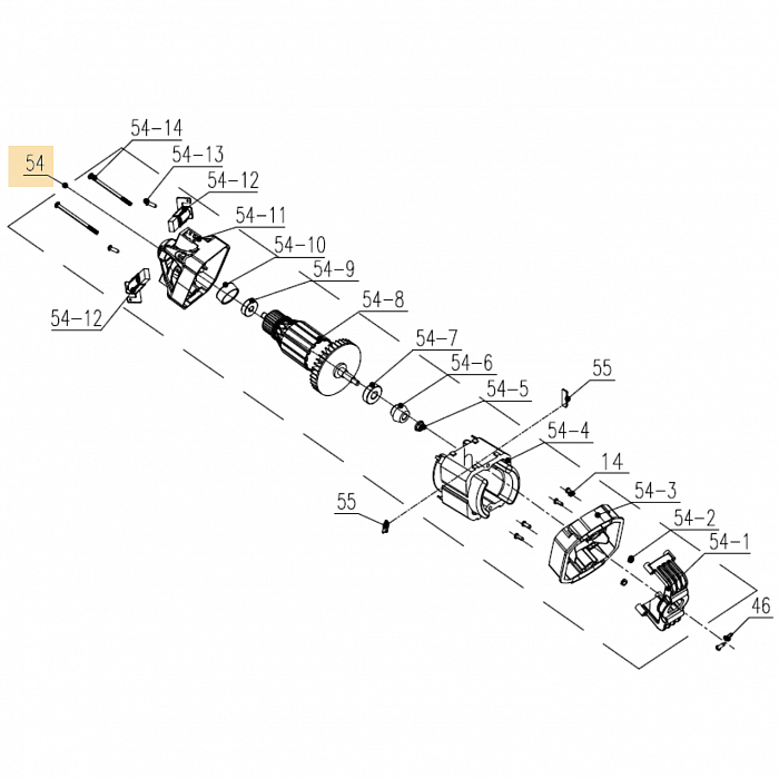 2 ЯКОРЬ - ЩЕТКИ - СТАТОР | Запчасти для электропилы чемпион 520N-16 |