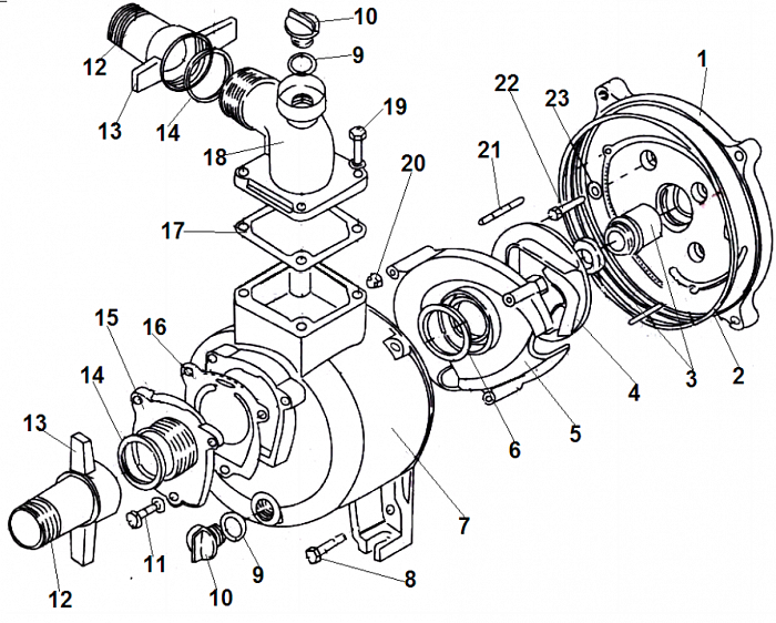 1 КОРПУС - УЛИТКА -САЛЬНИК - КРЫЛЬЧАТКА МОТОПОМПА CHAMPION  GP52 | до 2019 года  | ремонт | в СПБ