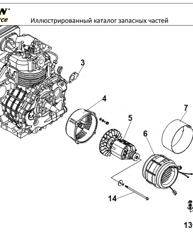 7  | Статор - Ротор - Блок AVR | Запчасти для генератора чемпион | DG2200E  | Поставка по России | 