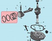 9 ПОРШЕНЬ - КОЛЕНВАЛ - КОЛЬЦА Газонокосилка CHAMPION LM4630 до 2019 года | Ремонт | Запчасти | в СПБ
