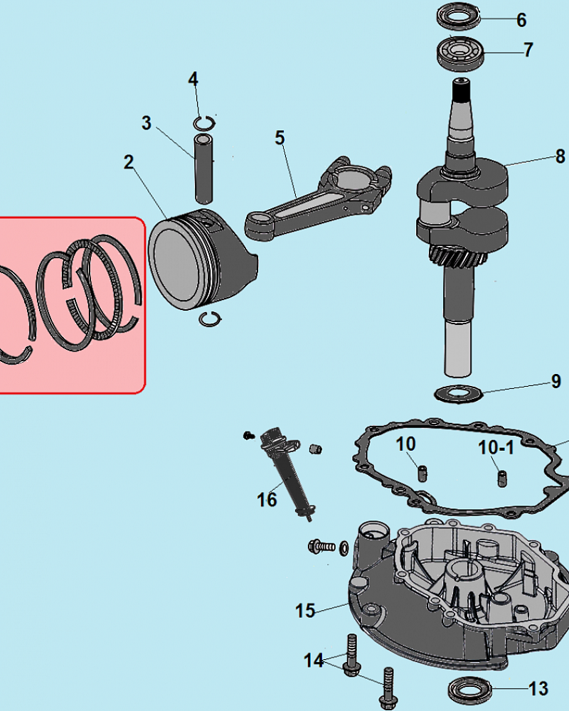 9 ПОРШЕНЬ - КОЛЕНВАЛ - КОЛЬЦА Газонокосилка CHAMPION LM4630 до 2019 года | Ремонт | Запчасти | в СПБ