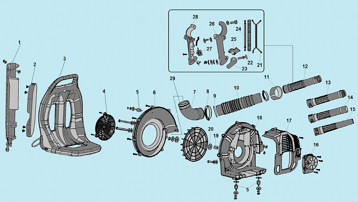 3 КРЫЛЬЧАТКА - ТРУБЫ - СТАРТЕР ВОЗДУХОДУВКА CHAMPION GBR333  | Ремонт | Запчасти | в СПБ