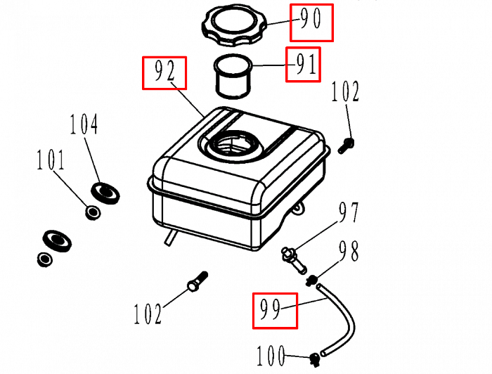 7 |  БАК | Запчасти для мотопомпы чемпион | GTP101E после 2021 года | (после s/n 23072100121)