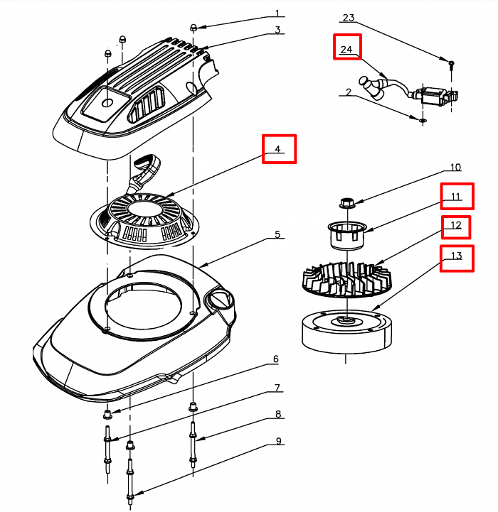 12 | СТАРТЕР - МАГНЕТО | Запчасти для уборочной чемпион | GS50100 после 2021 года | после s/n 37022100001 |  