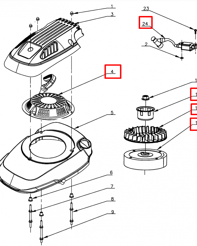 12 | СТАРТЕР - МАГНЕТО | Запчасти для уборочной чемпион | GS50100 после 2021 года | после s/n 37022100001 |  