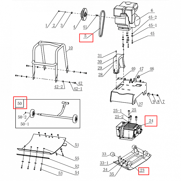 1  | РЕМЕНЬ - ШКИВ  - СЦЕПЛЕНИЕ  | Запчасти для виброплиты чемпион | PC1645RH | Поставка по России |