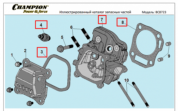 9  | ГОЛОВКА БЛОКА | Запчасти для культиватора, мотоблока чемпион | BC8723 | Поставка по России | 