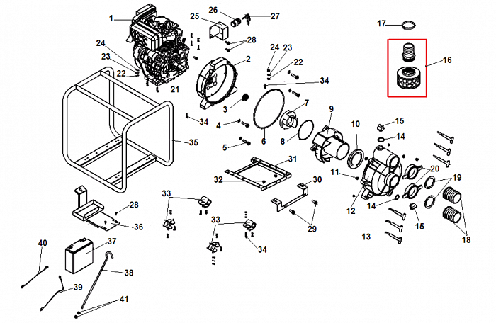 1 КОРПУС - УЛИТКА -САЛЬНИК - КРЫЛЬЧАТКА МОТОПОМПА CHAMPION  DTP81E | до 2019 года | ремонт | в СПБ