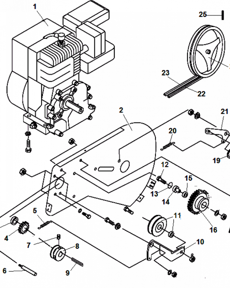 1 РЕМЕНЬ - ШКИВ - ДВИГАТЕЛЬ КУЛЬТИВАТОР CHAMPION BC6612H  | ремонт | в СПБ