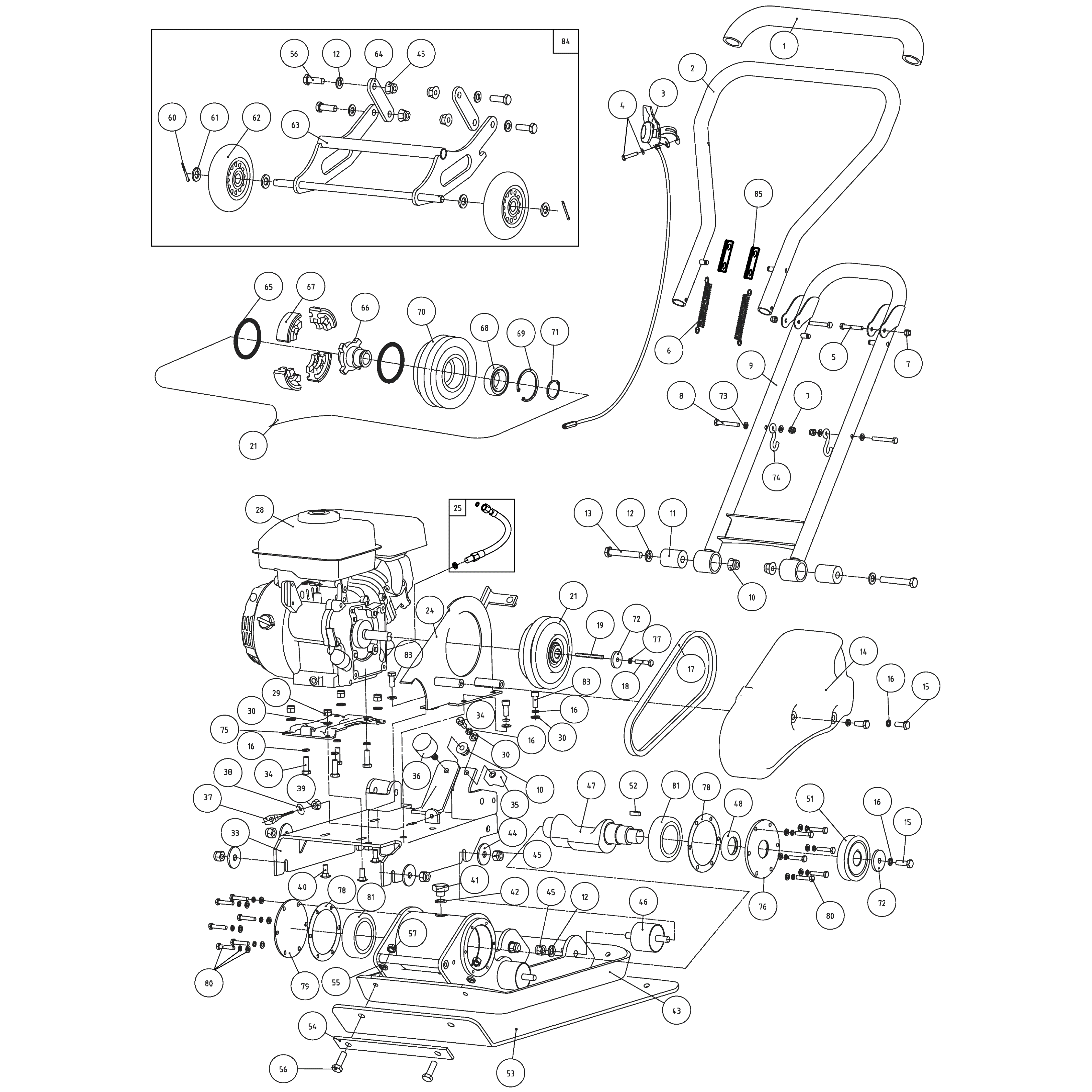 1  | РЕМЕНЬ - ШКИВ - ВИБРАТОР - СЦЕПЛЕНИЕ  | Запчасти для виброплиты чемпион | PC5332F | Поставка по России | 
