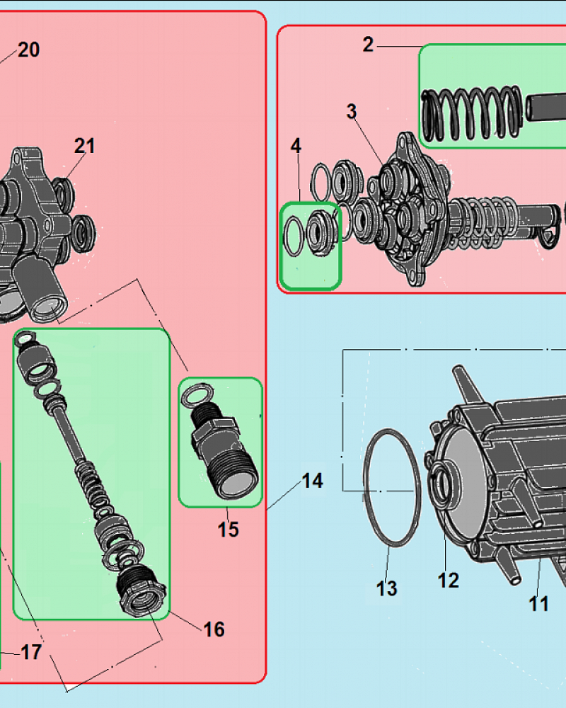 2 НАСОС - Поршень насоса - Клапан впускной - выпускной - Распределительный поршень МОЙКА CHAMPION HP6160  | ремонт | в СПБ