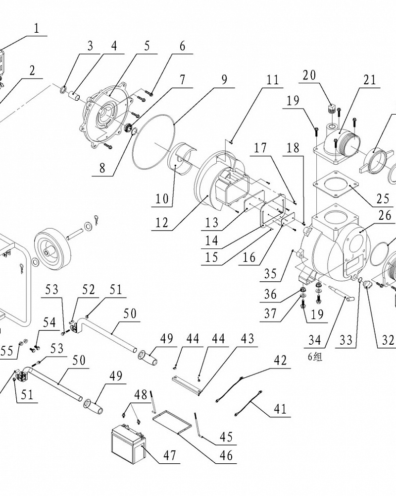 1 КОРПУС - УЛИТКА -САЛЬНИК - КРЫЛЬЧАТКА МОТОПОМПА CHAMPION GTP101E  | ремонт | в СПБ