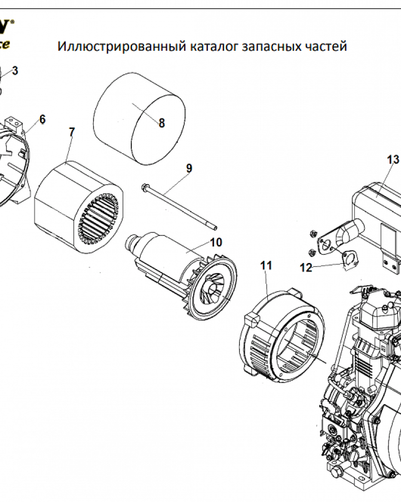 7  | Статор - Ротор - Блок AVR | Запчасти для генератора чемпион | DG3600E  | Поставка по России | 