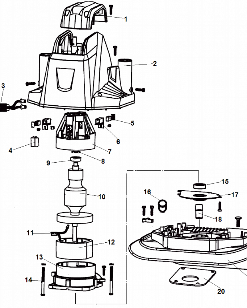 1 ЭЛЕКТРОДВИГАТЕЛЬ КУЛЬТИВАТОР CHAMPION EC750  | ремонт | в СПБ