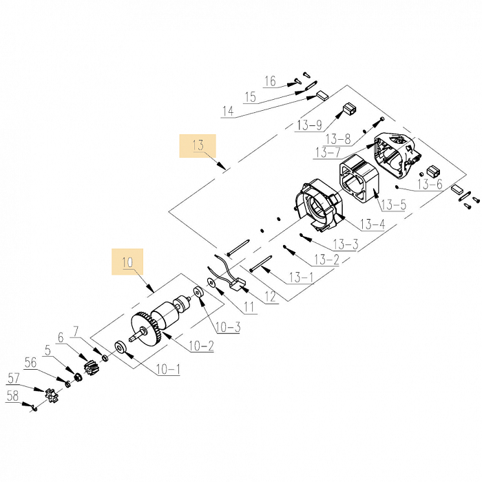 2 ЯКОРЬ - ЩЕТКИ - СТАТОР | Запчасти для электропилы чемпион 418N-16 |