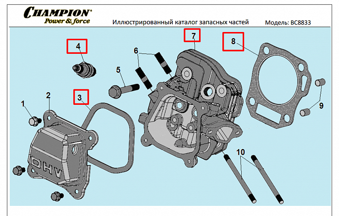 5  | ГОЛОВКА БЛОКА | Запчасти для культиватора, мотоблока чемпион | BC8833 | Поставка по России | 