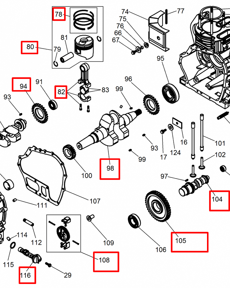3 | ПОРШЕНЬ  -  КОЛЬЦА - КОЛЕНВАЛ | Запчасти для мотопомпы чемпион | GTP81E после 2019 года | (после s/n 23101900001  |  Поставка по России | Магазин-Сервис в СПБ |
