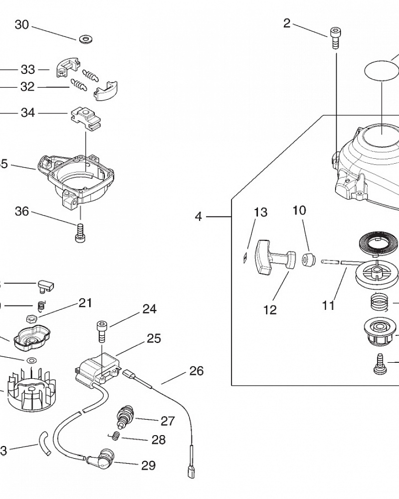 2 МАГНЕТО - СВЕЧА - МАХОВИК - СЦЕПЛЕНИЕ - СТАРТЕР - ПРУЖИНА - БАРАБАН Садовые ножницы ECHO HC-341ES