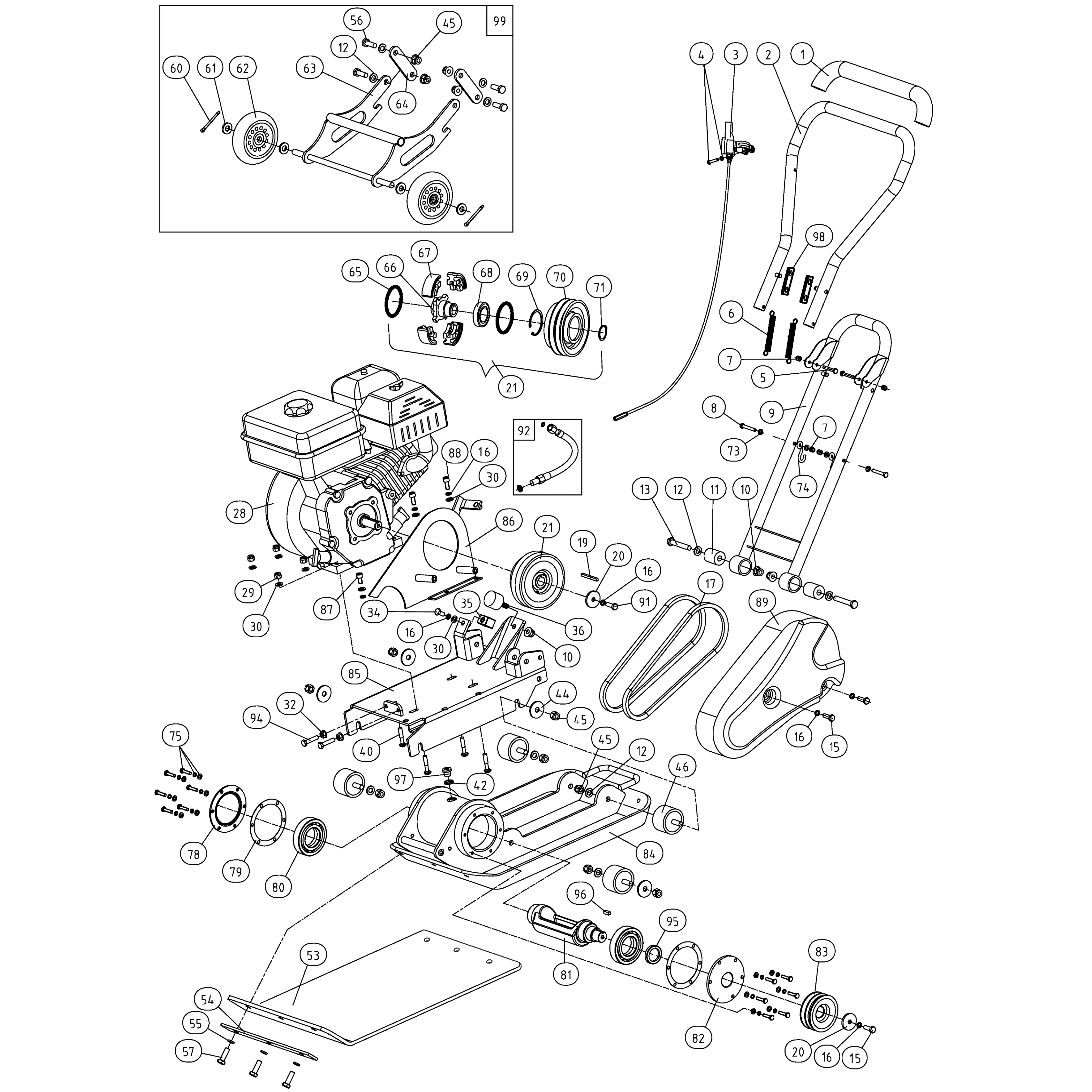 1  | РЕМЕНЬ - ШКИВ - ВИБРАТОР - СЦЕПЛЕНИЕ  | Запчасти для виброплиты чемпион | PC6337F | Поставка по России | 