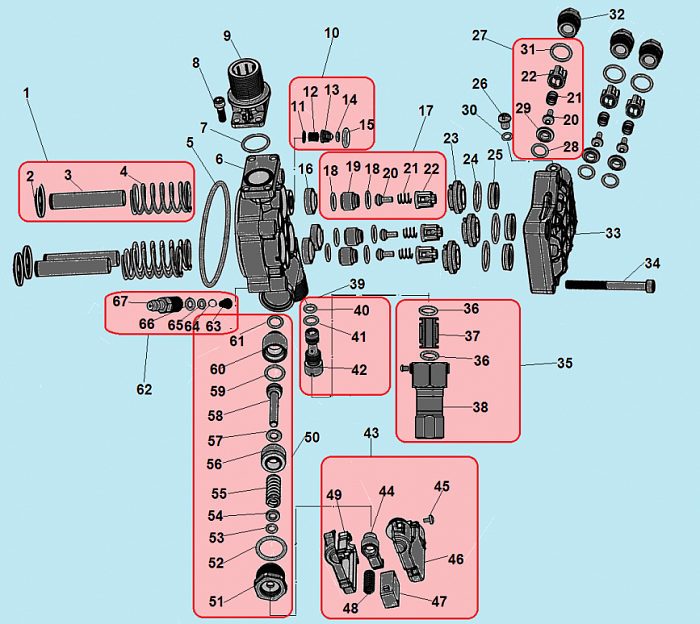 2 НАСОС - Поршень насоса - Клапан впускной - выпускной - Распределительный поршень МОЙКА CHAMPION HP5190  | ремонт | в СПБ
