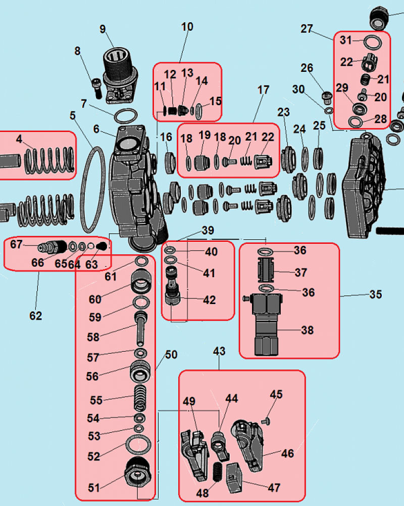 2 НАСОС - Поршень насоса - Клапан впускной - выпускной - Распределительный поршень МОЙКА CHAMPION HP5190  | ремонт | в СПБ
