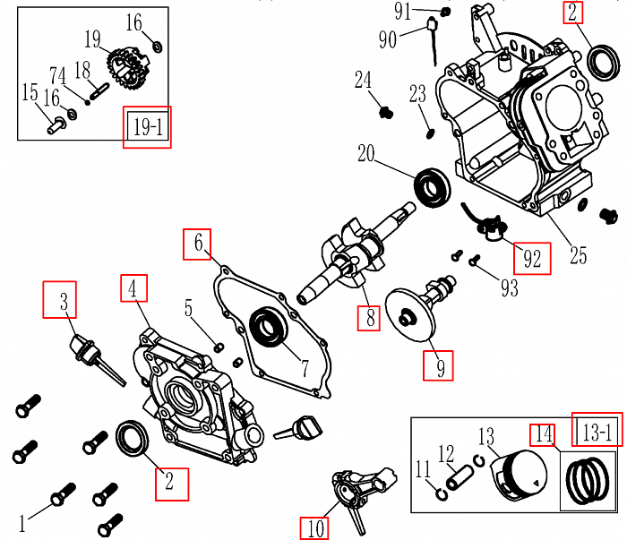 3 | ЦИЛИНДР - ПОРШЕНЬ - КОЛЕНВАЛ - КОЛЬЦА | Запчасти для мотопомпы чемпион |  GP40 после 2019 года после s/n 23091900001  |