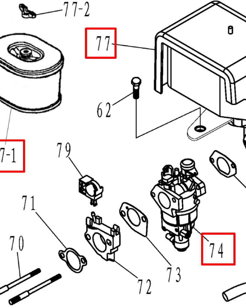 11 | КАРБЮРАТОР - ВОЗДУШНЫЙ ФИЛЬТР  | Запчасти для мотопомпы чемпион | GTP101E после 2021 года | (после s/n 23072100121)