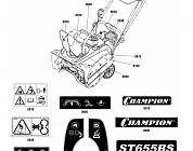 6 НАКЛЕЙКИ СНЕГОУБОРЩИК CHAMPION ST655BS ручное управление желобом |Запчасти по России | СПБ